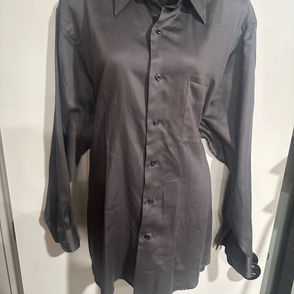 4/$16 Essante Sateen Men's Charcoal Gray Dress Shirt